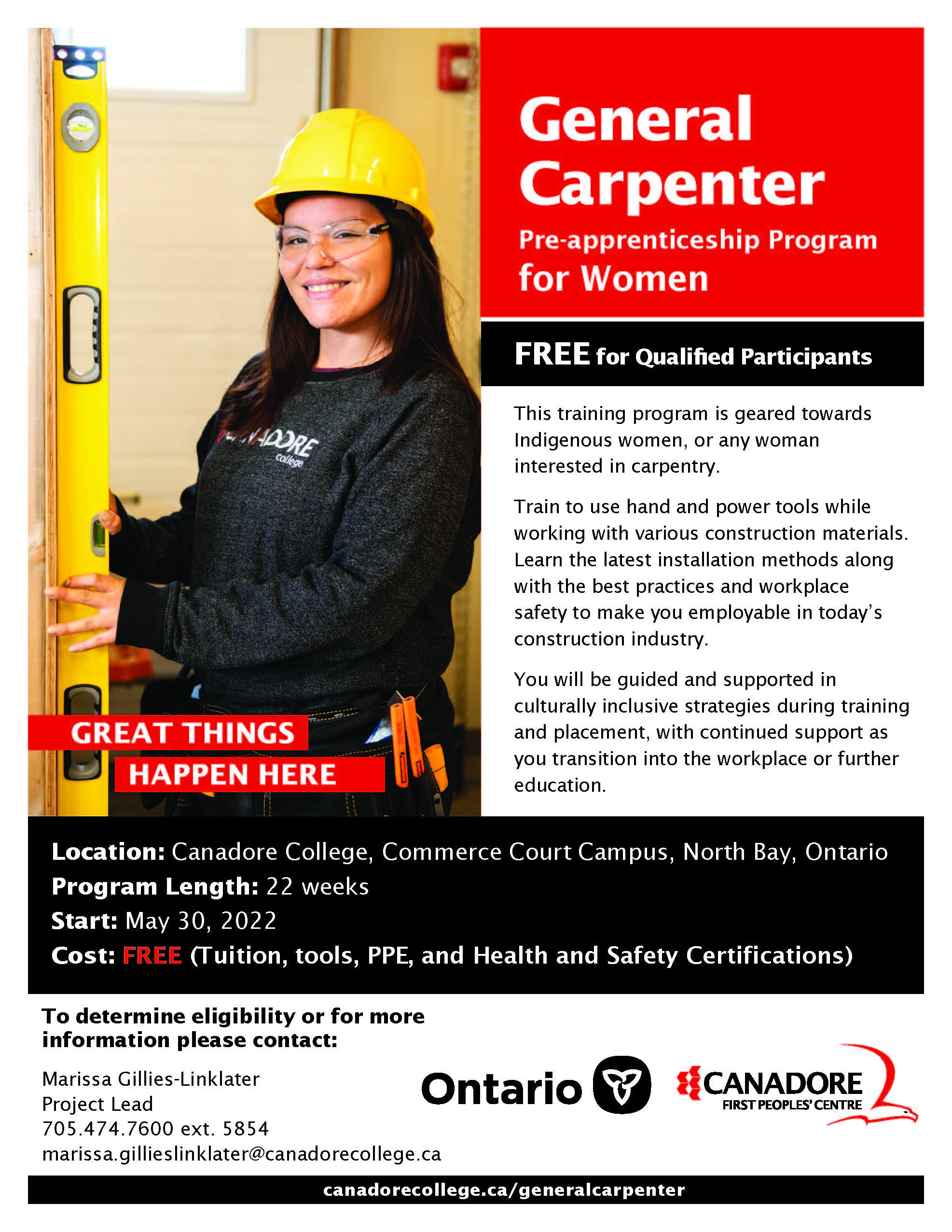 GENERAL CARPENTER PROGRAM FOR WOMEN – Moose Cree Training and ...